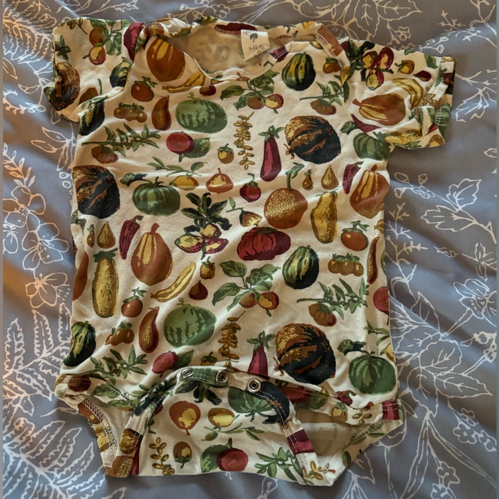 Kate Quinn Vegetable Print Onesie